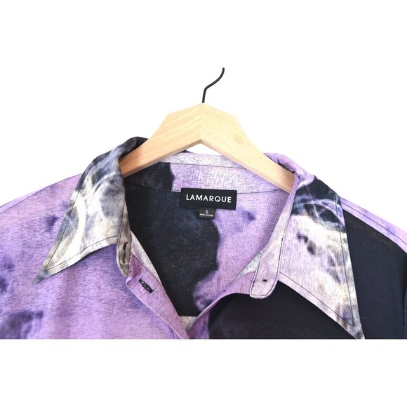 LAMARQUE Women’s Alzina | Printed Long Sleeve Shirt Small Y2k Cyber Wide Cuff - Picture 8 of 11